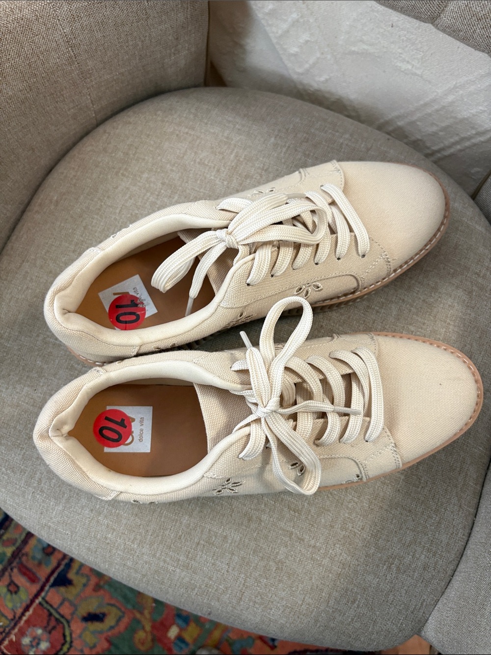 Dolce Vita Cream Canvas Platform Sneakers